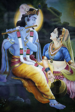 Picture of Hindu gods Krishna and Rada