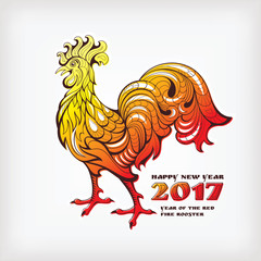 Chinese new year greeting card with colorful rooster