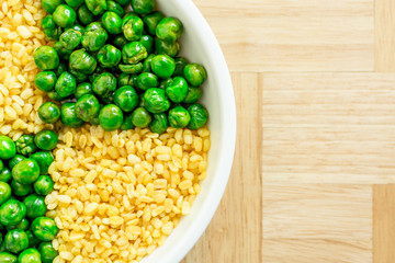 peas and green beans snack on white plate