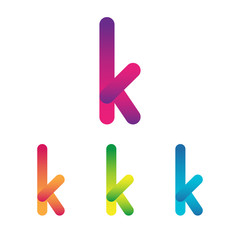 Letter K vector unusual bold rounded font. Gradient