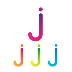 Letter J vector unusual bold rounded font. Gradient