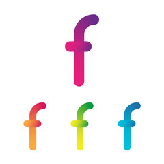 Letter F vector unusual bold rounded font. Gradient