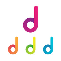Letter D vector unusual bold rounded font. Gradient