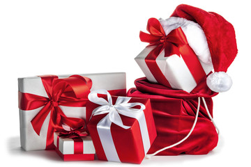 Christmas gifts on white
