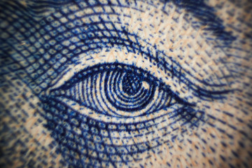 money banknote macro closeup shot eyes of Ukraine famous people value cash exchange