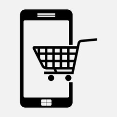 icon e commerce, buying phone