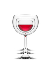 Wine glasses row / 3D illustration of wine glasses perfectly aligned showing red wine