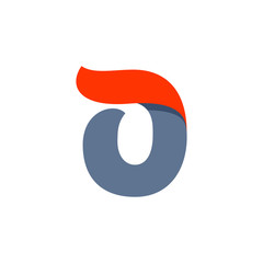 O letter logo with fast speed red flag line.
