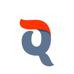 Q letter logo with fast speed red flag line.