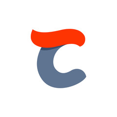 C letter logo with fast speed red flag line.