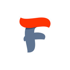 F letter logo with fast speed red flag line.