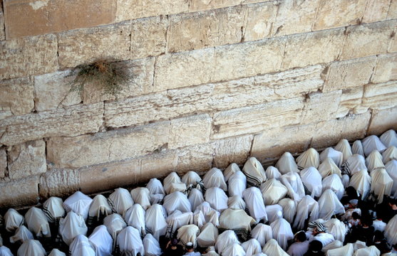 The Priestly Blessing Ceremony by the Western Wall at Succot, Old City, Jerusalem, Israel