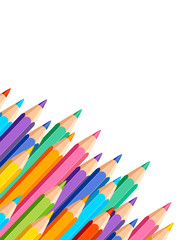 White background with colored pencils