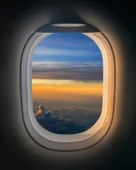 Door stickers Airplane Window Seat in an airplay during a sunrise 