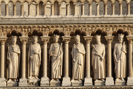 Kings' Gallery, Western facade, Notre Dame cathedral, Paris, France 