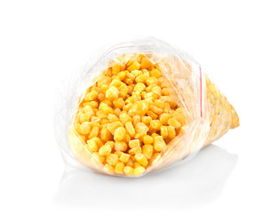 Frozen niblets on white background