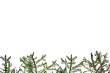 Christmas composition. Christmas gift, knitted blanket, pine cones, fir branches. Flat lay, top view