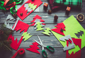 Preparing for Christmas. The process of creating holiday decor