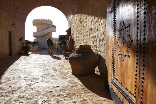 Tea house entrance and lookout, Tamezret village, Matmata, Tunisia