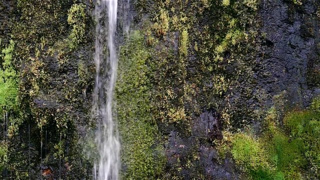 Macro view of Dynjandi Waterfall, Westfjord, Iceland. Footage of a huge Dynjandi waterfall running in cascades from a mountain.