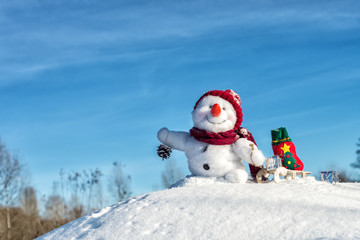 Happy snowman with hat