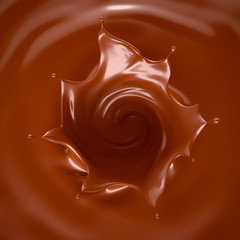 Tasty, sweet chocolate splash isolated. 3d illustration, 3d rend