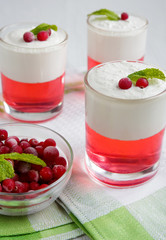 Breakfast of dessert from cottage cheese and jelly and berries