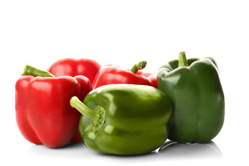 Fresh ripe bell pepper on white background