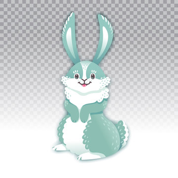 Cute rabbit cartoon waving hand. Vector illustration