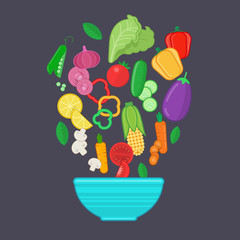 Fresh ingredients for salad and vegetarian recipes