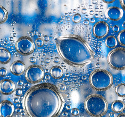 drops of water on a blue background