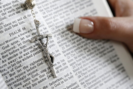 Reading Psalms In The Bible, Paris, France 