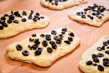 Making dough on table