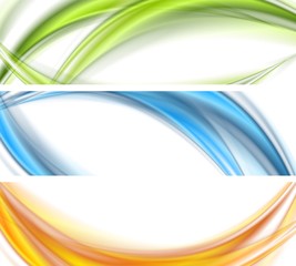 Abstract shiny bright wavy banners design