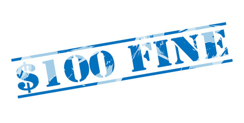 $100 fine blue stamp on white background