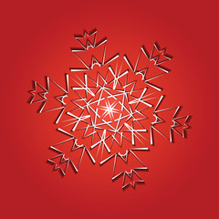Snowflake from white paper on a color background