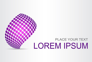 Logo stylized spherical surface with abstract shapes