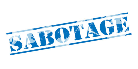sabotage blue stamp on white background