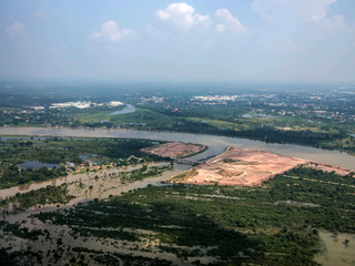 Ariel view of cityscape  Ubon Ratchathani province in Thailand
