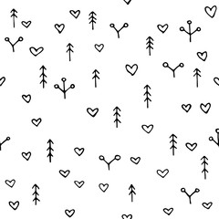 scandinavian seamless pattern of Christmas tree vector hand-drawing graphics.