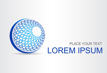 Logo of a stylized sphere with abstract shapes