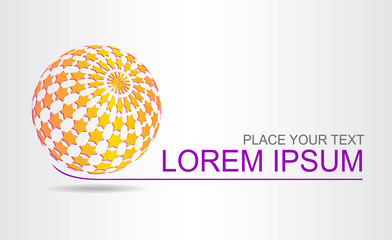 Stylized spherical surface with shapes of stars. Template for logo.