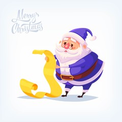 Bllue suit Santa Claus Merry Christmas vector cartoon illustration