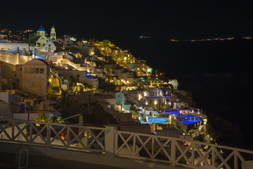 Santorini - The look from Oia to east at night.