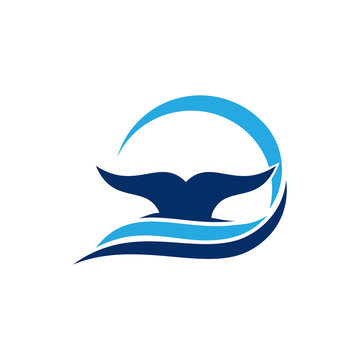 Blue Whale Fin Tail Dive Underwater Logo Template