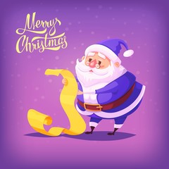Bllue suit Santa Claus Merry Christmas vector cartoon illustration