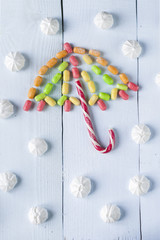 candy in the form of an umbrella with meringue.
