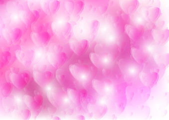 Bokeh Hearts and pink background