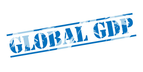 global gdp blue stamp on white background