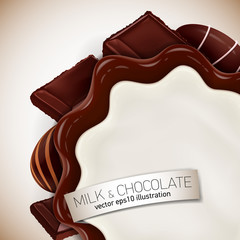 Fresh delicious vector chocolate and jelly or jam yougurt illust